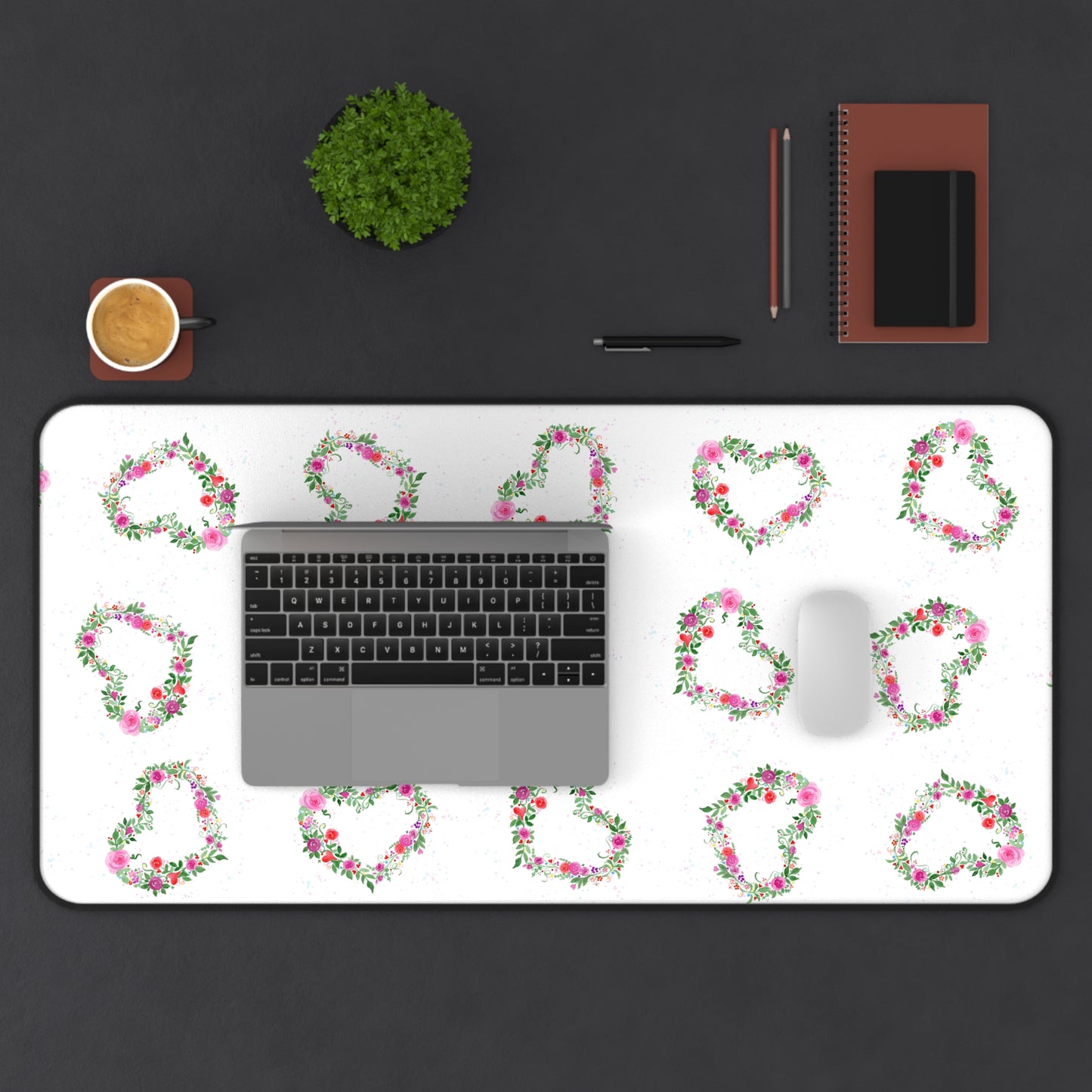 Flowers Heart Desk Mat