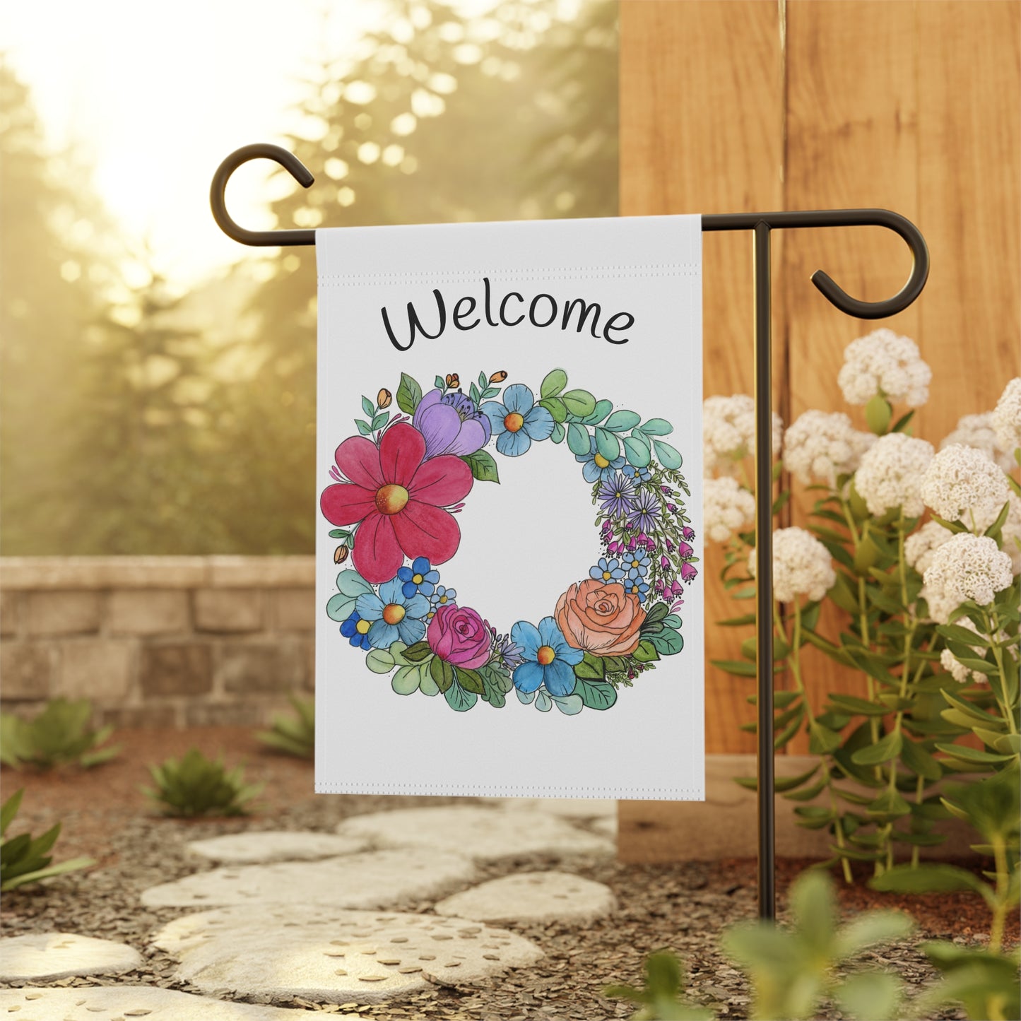 I Heart Flowers Wreath House Banner