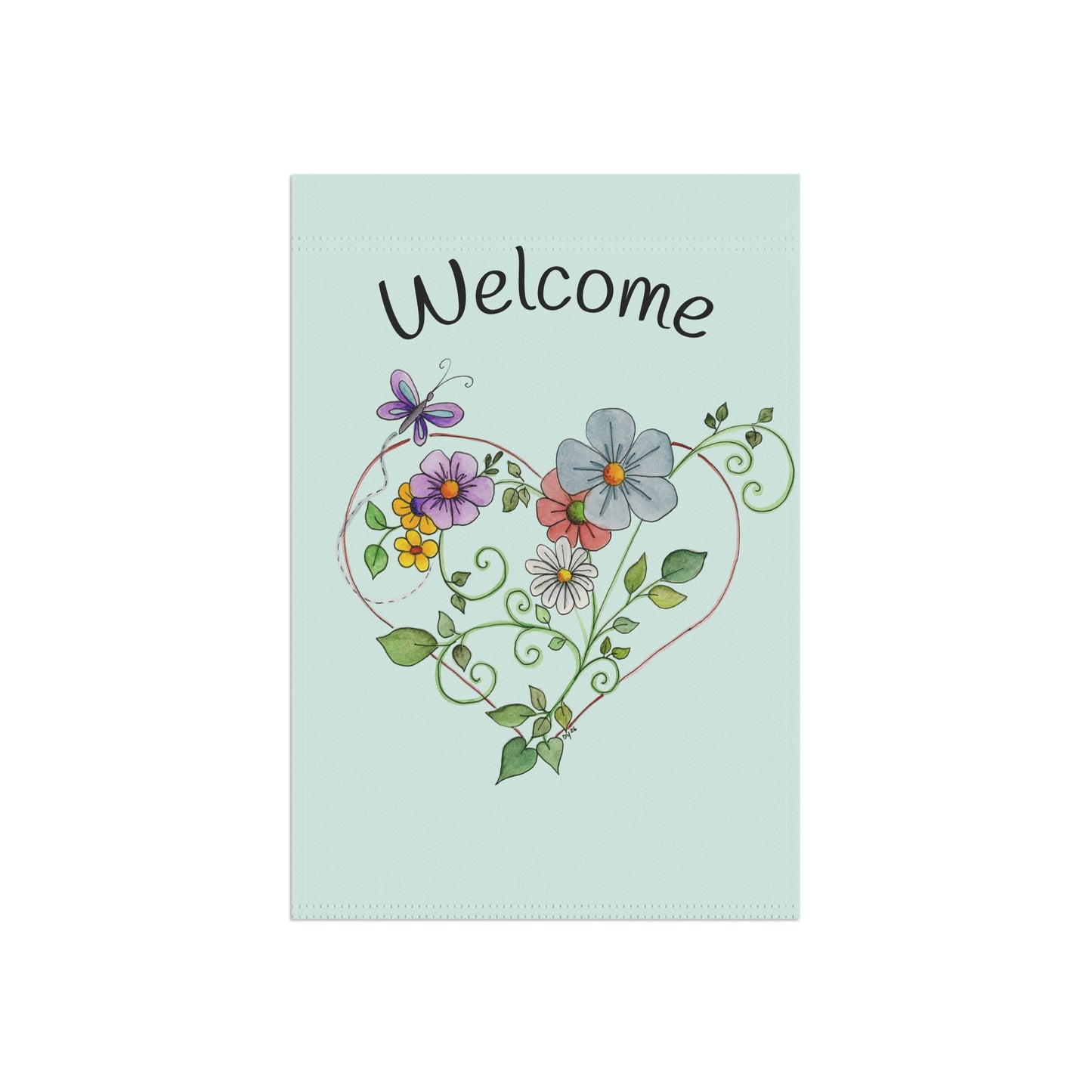 I Heart Scroll Flowers Garden & House Banner