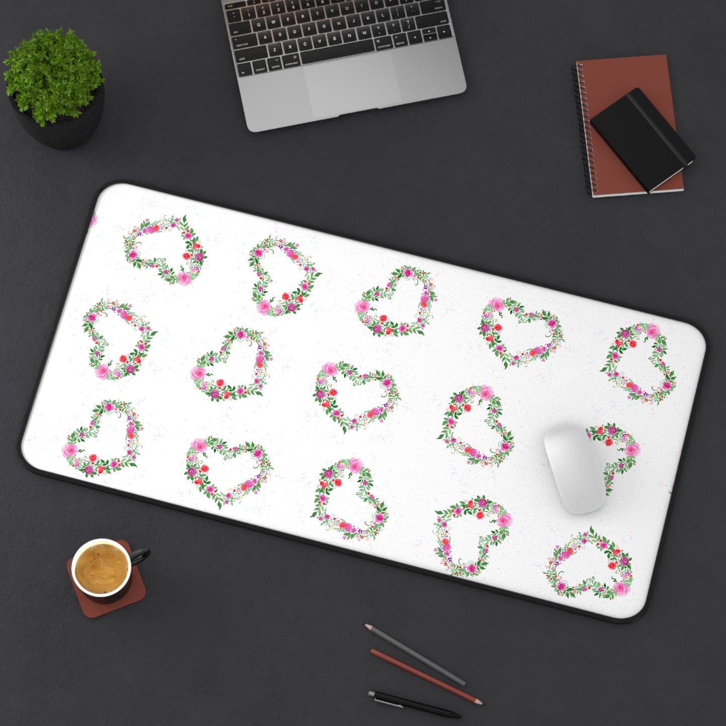 Flowers Heart Desk Mat