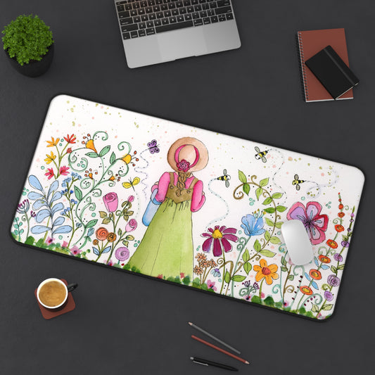 Girl in Garden  Desk Mat