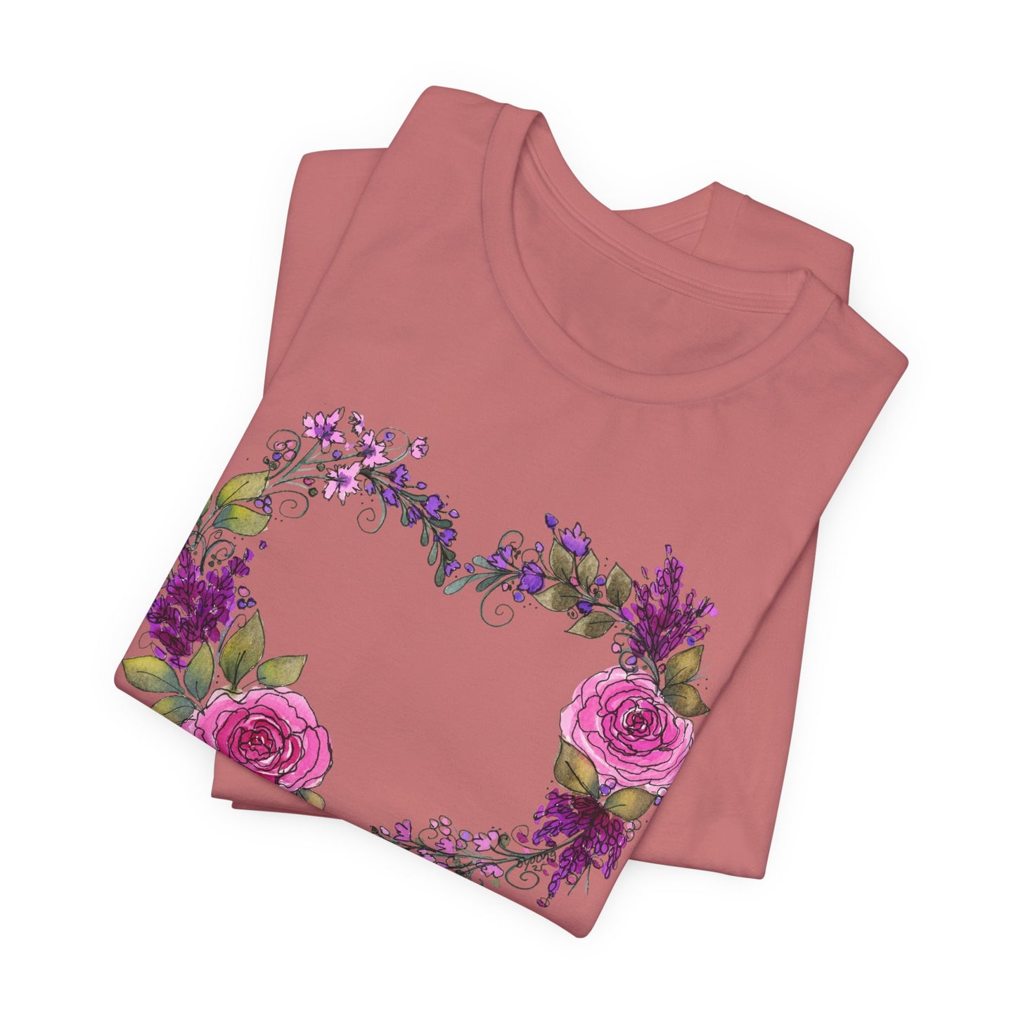 Pink and Purple Heart Jersey Short Sleeve Tee