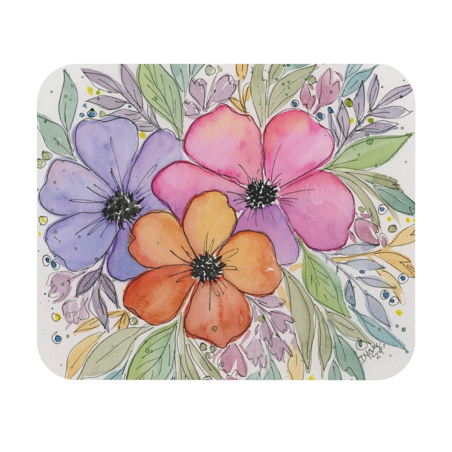 Three Flower Mouse Pad (Rectangle)