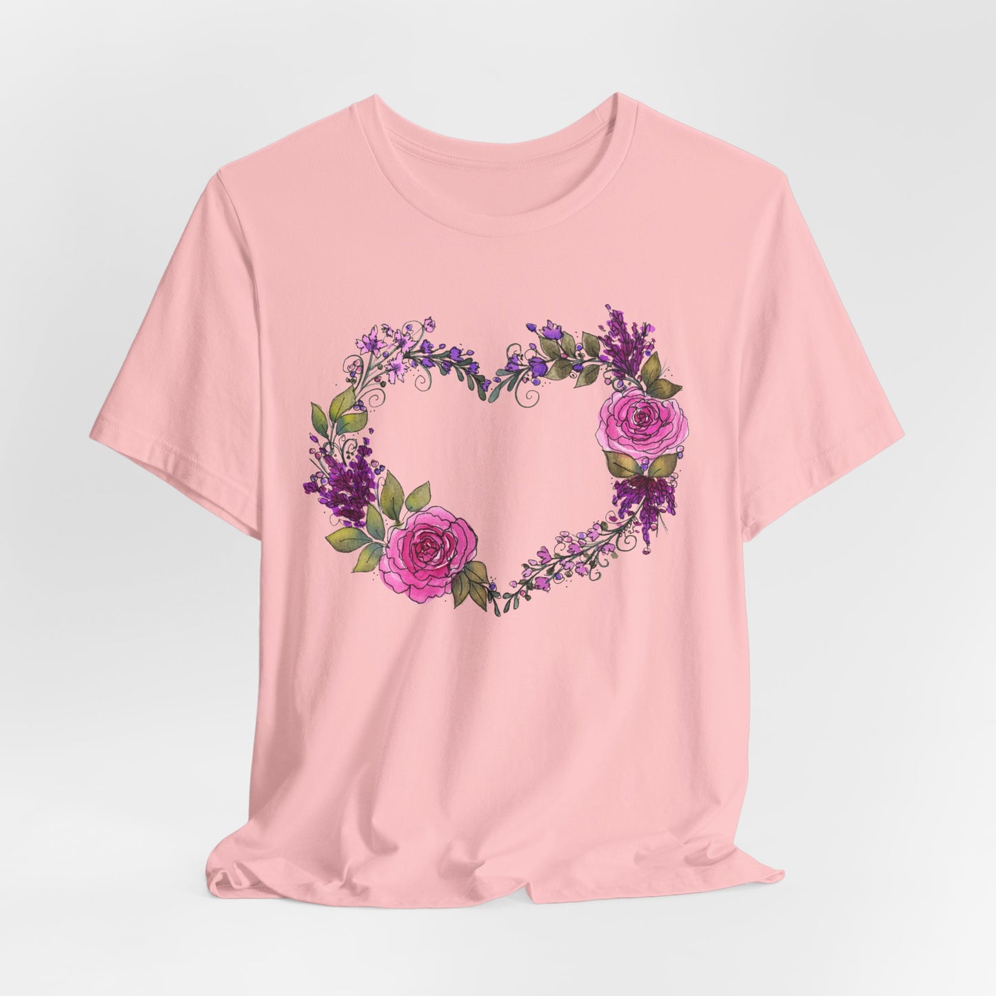 Pink and Purple Heart Jersey Short Sleeve Tee