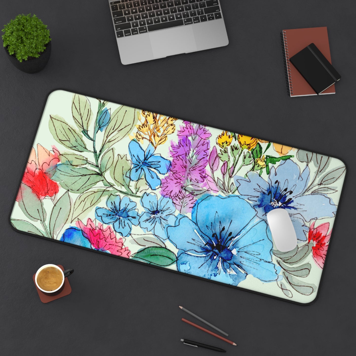 I Heart Flowers Desk Mat