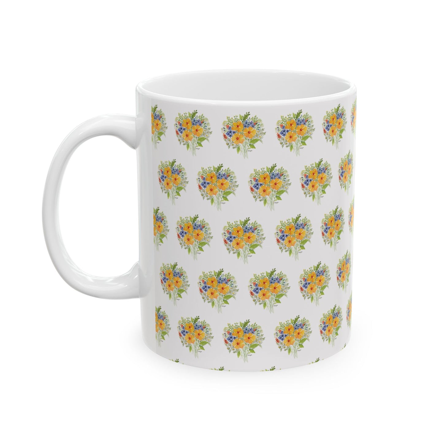 Flowers Ceramic Mug, (11oz)