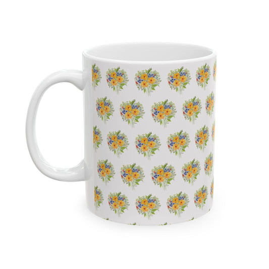 Flowers Ceramic Mug, (11oz)