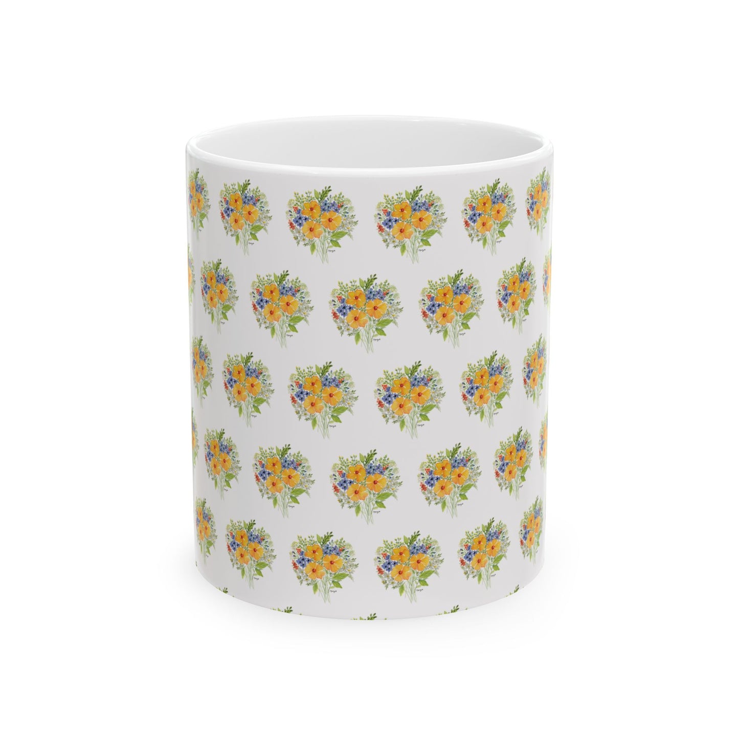 Flowers Ceramic Mug, (11oz)