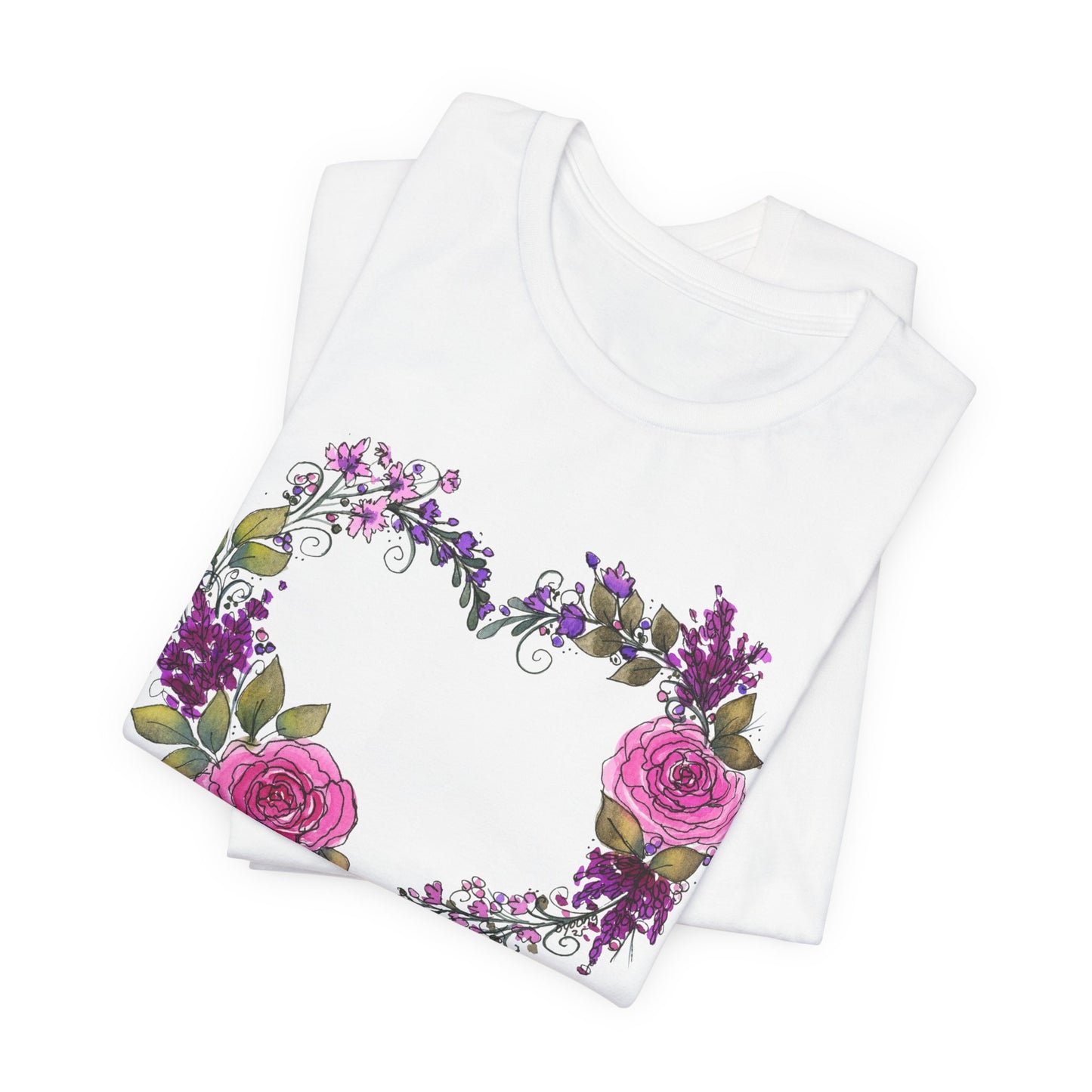 Pink and Purple Heart Jersey Short Sleeve Tee