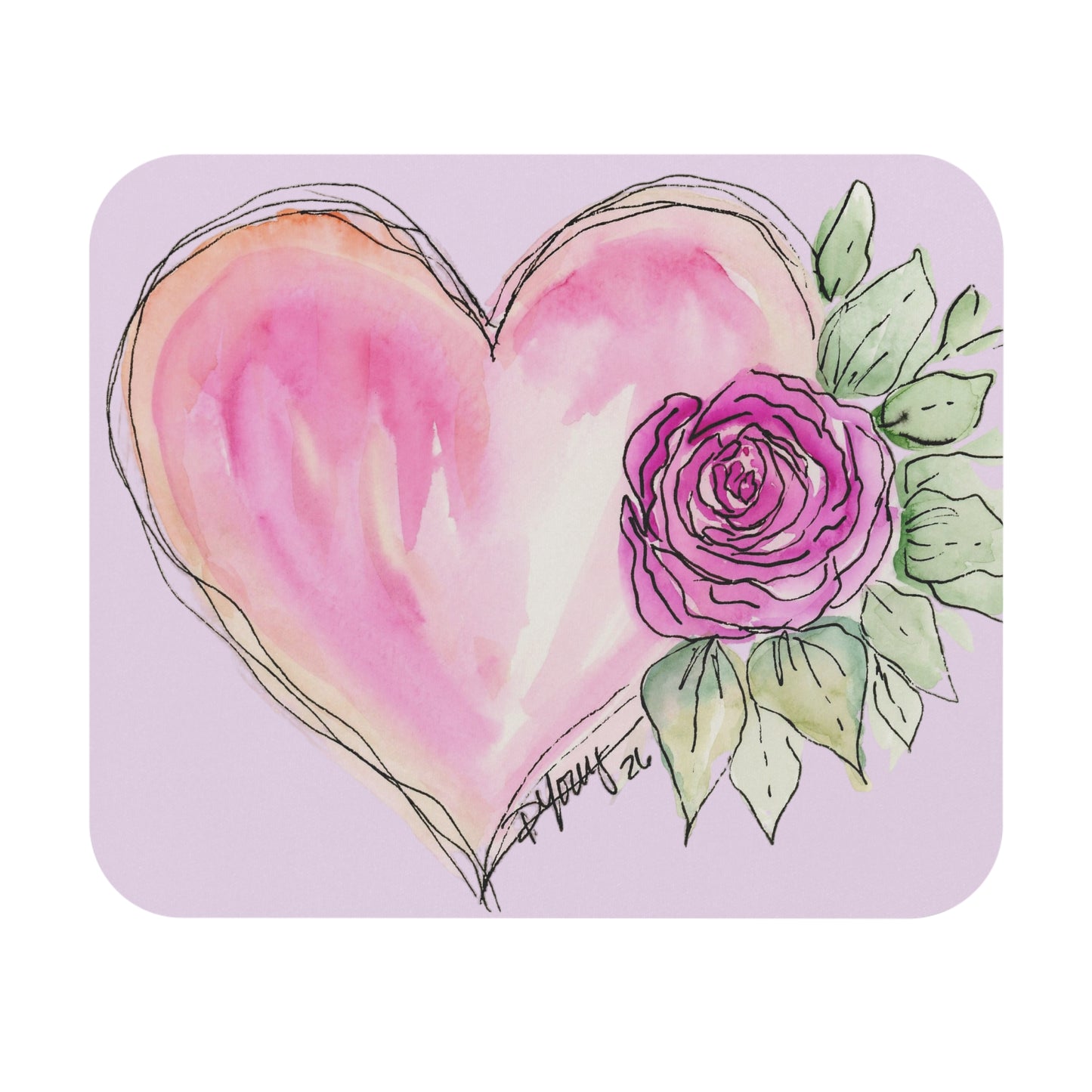 Heart with Rose   Mouse Pad (Rectangle)