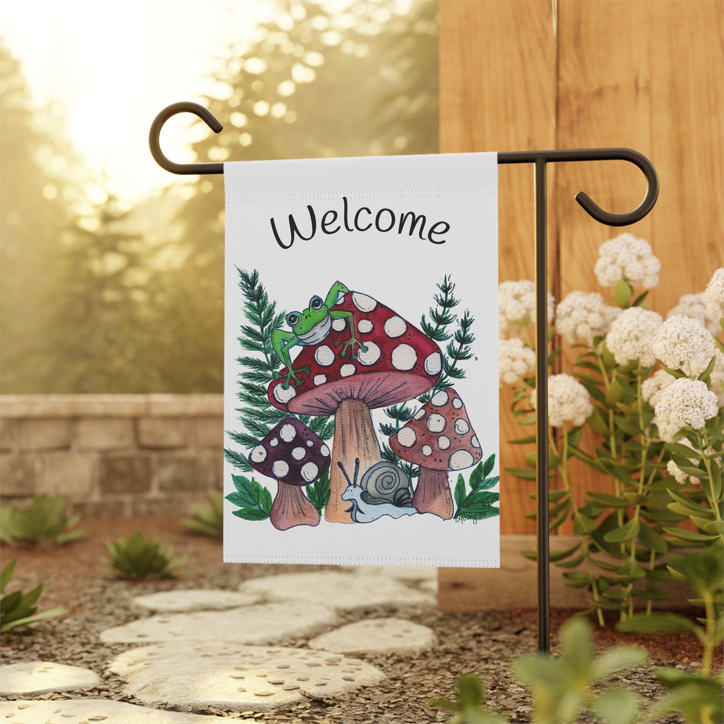 Frog & Mushroom  Garden & House Banner