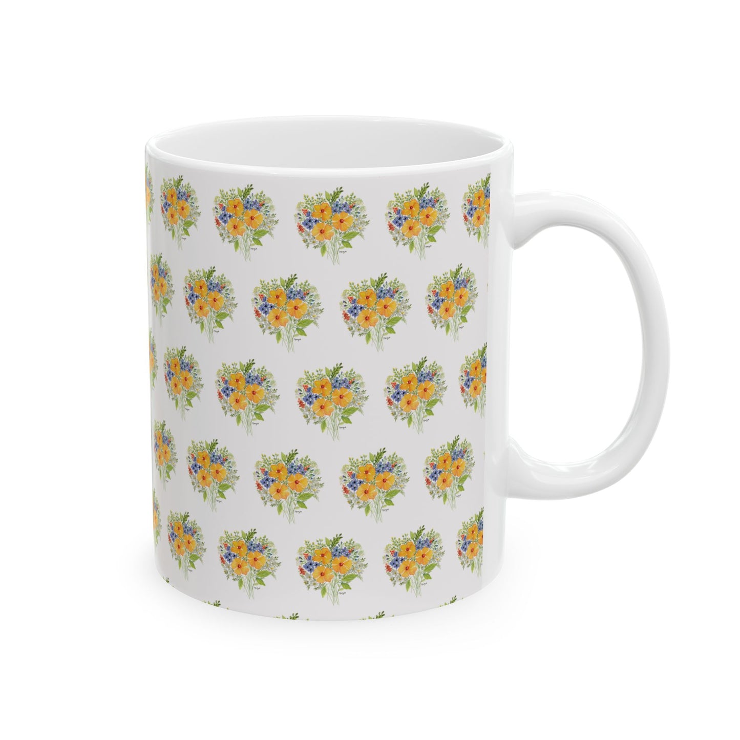 Flowers Ceramic Mug, (11oz)