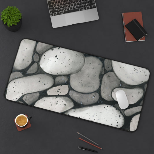 Black and White Rocks Desk Mat