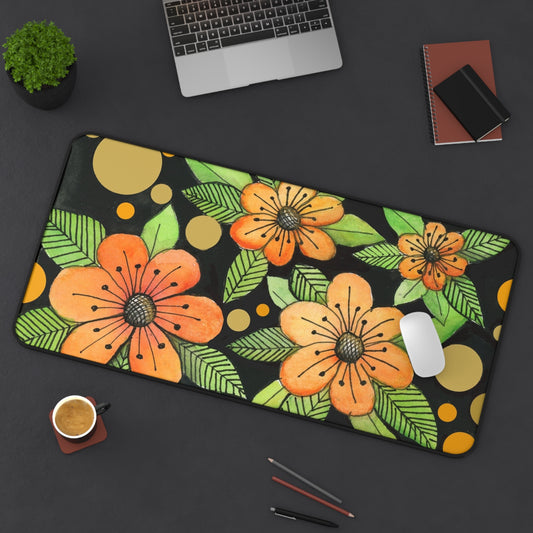 Orange Flower Desk Mat